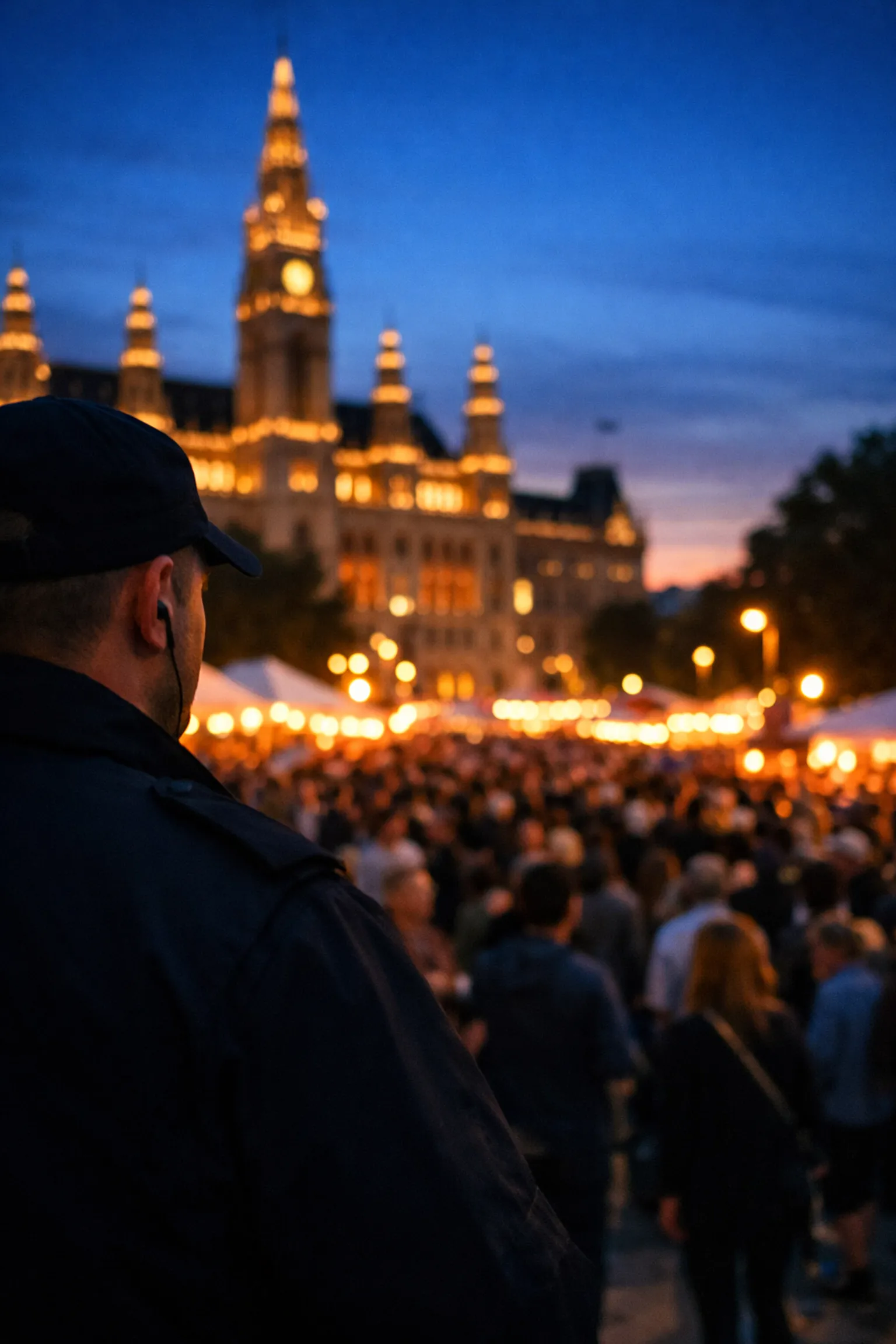 Sicherheitsdienst Wien: Professionelle Überwachung einer Großveranstaltung in der Wiener Innenstadt.