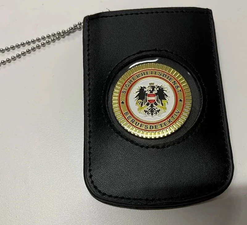 Abzeichen-Etui mit Kette – Sicherheitsdienst / Berufsdetektiv